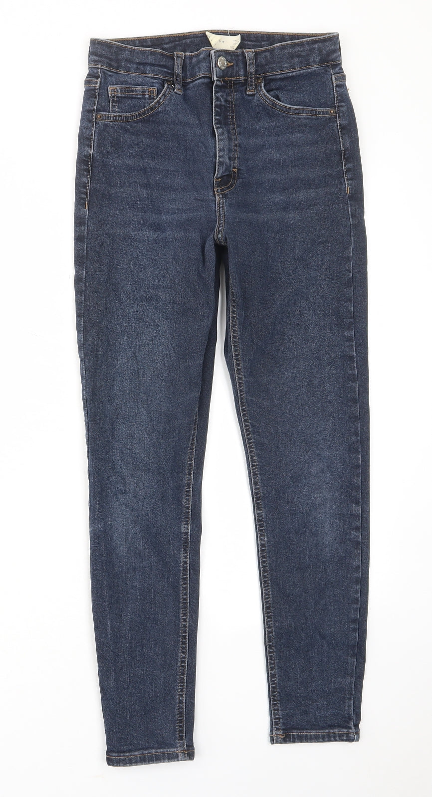Topshop Womens Blue Cotton Skinny Jeans Size 28 in L30 in Regular Zip - Pockets, Belt Loops