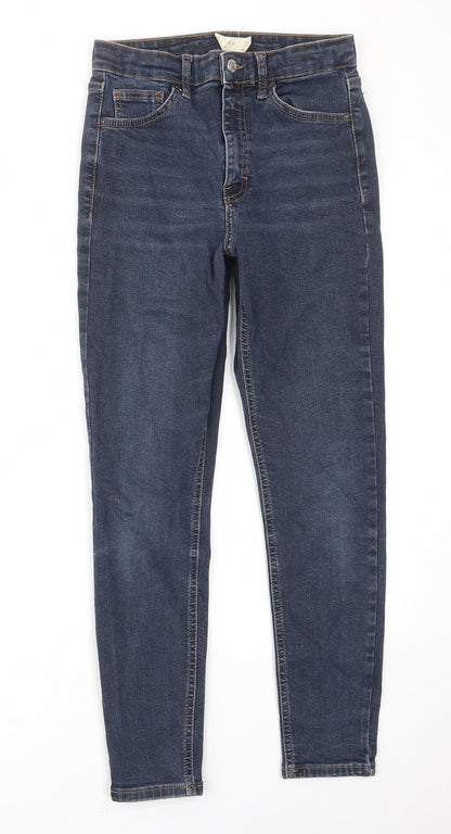 Topshop Womens Blue Cotton Skinny Jeans Size 28 in L30 in Regular Zip - Pockets, Belt Loops