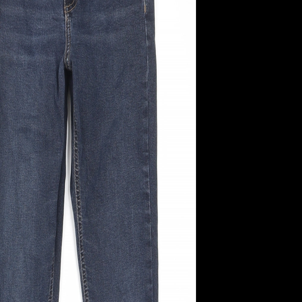 Topshop Womens Blue Cotton Skinny Jeans Size 28 in L30 in Regular Zip - Pockets, Belt Loops