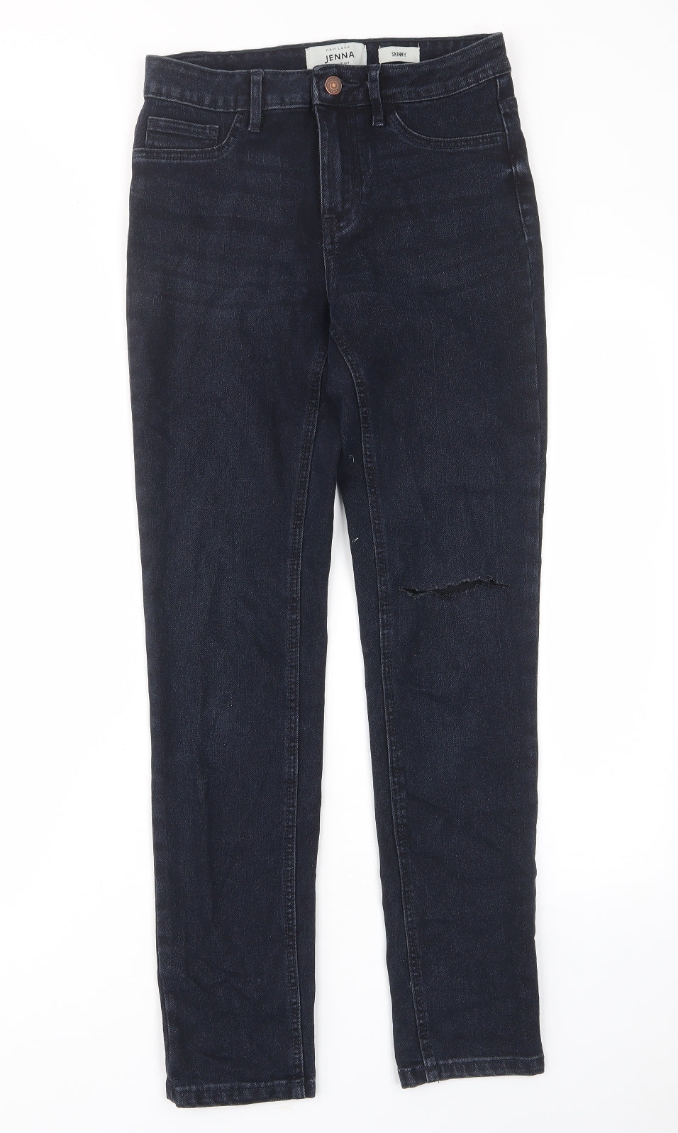 New Look Womens Blue Cotton Skinny Jeans Size 8 L29 in Regular Zip - Pockets, Belt Loops