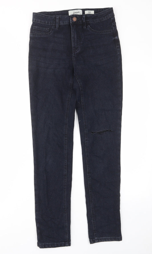 New Look Womens Blue Cotton Skinny Jeans Size 8 L29 in Regular Zip - Pockets, Belt Loops