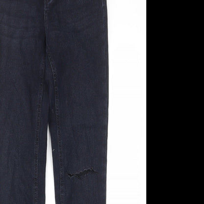 New Look Womens Blue Cotton Skinny Jeans Size 8 L29 in Regular Zip - Pockets, Belt Loops