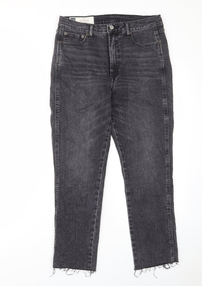 Gap Womens Grey Cotton Straight Jeans Size 30 in L26 in Regular Zip - Pockets, Belt Loops