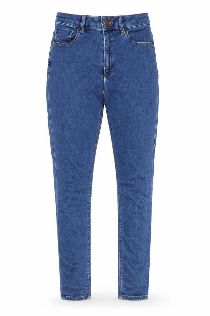 Front view of ASOS women’s blue cotton skinny jeans, size UK 25, in, 30-inch leg regular zip - pockets, belt loops