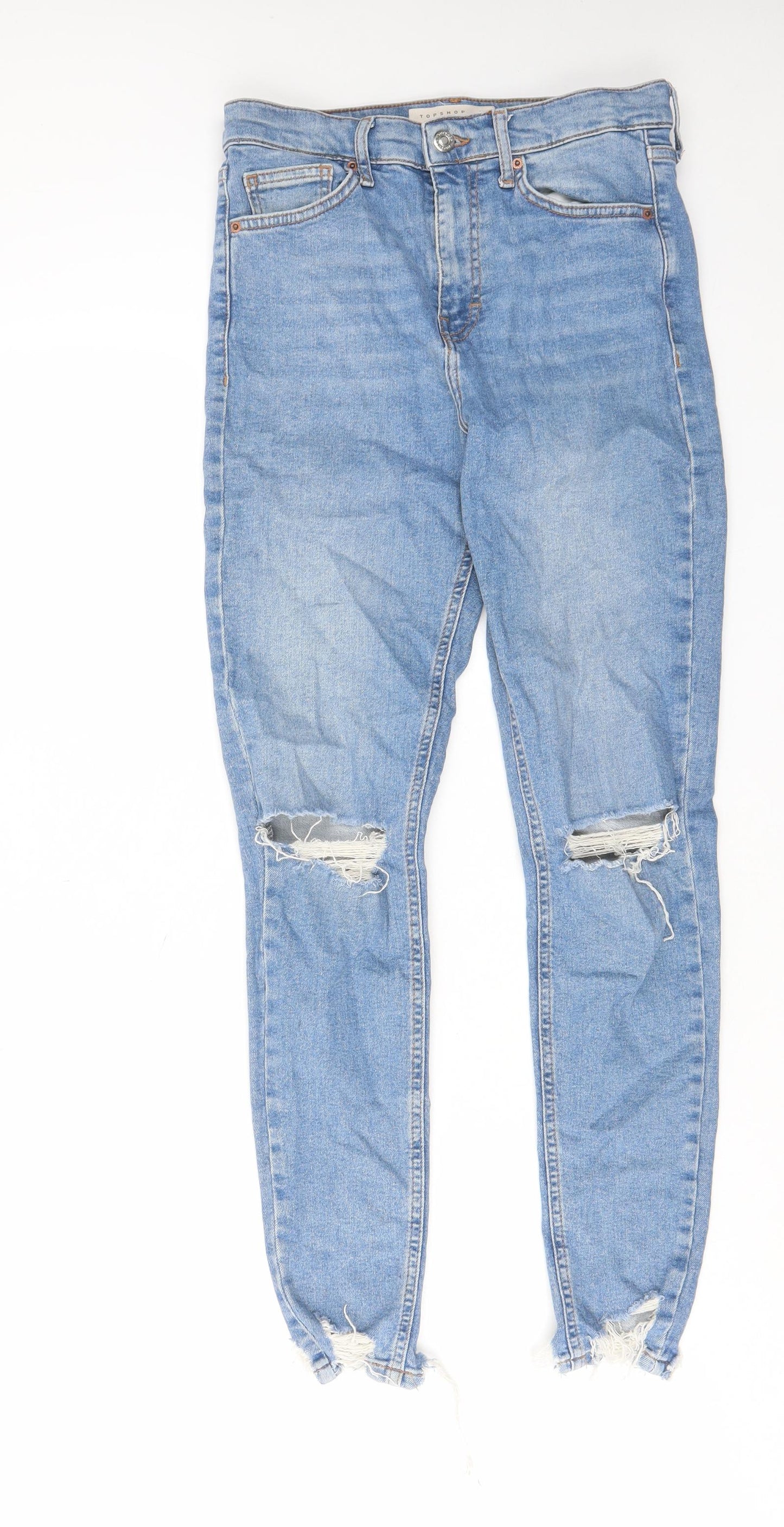 Topshop Womens Blue Cotton Skinny Jeans Size 26 in L32 in Regular Zip - Pockets, Belt Loops