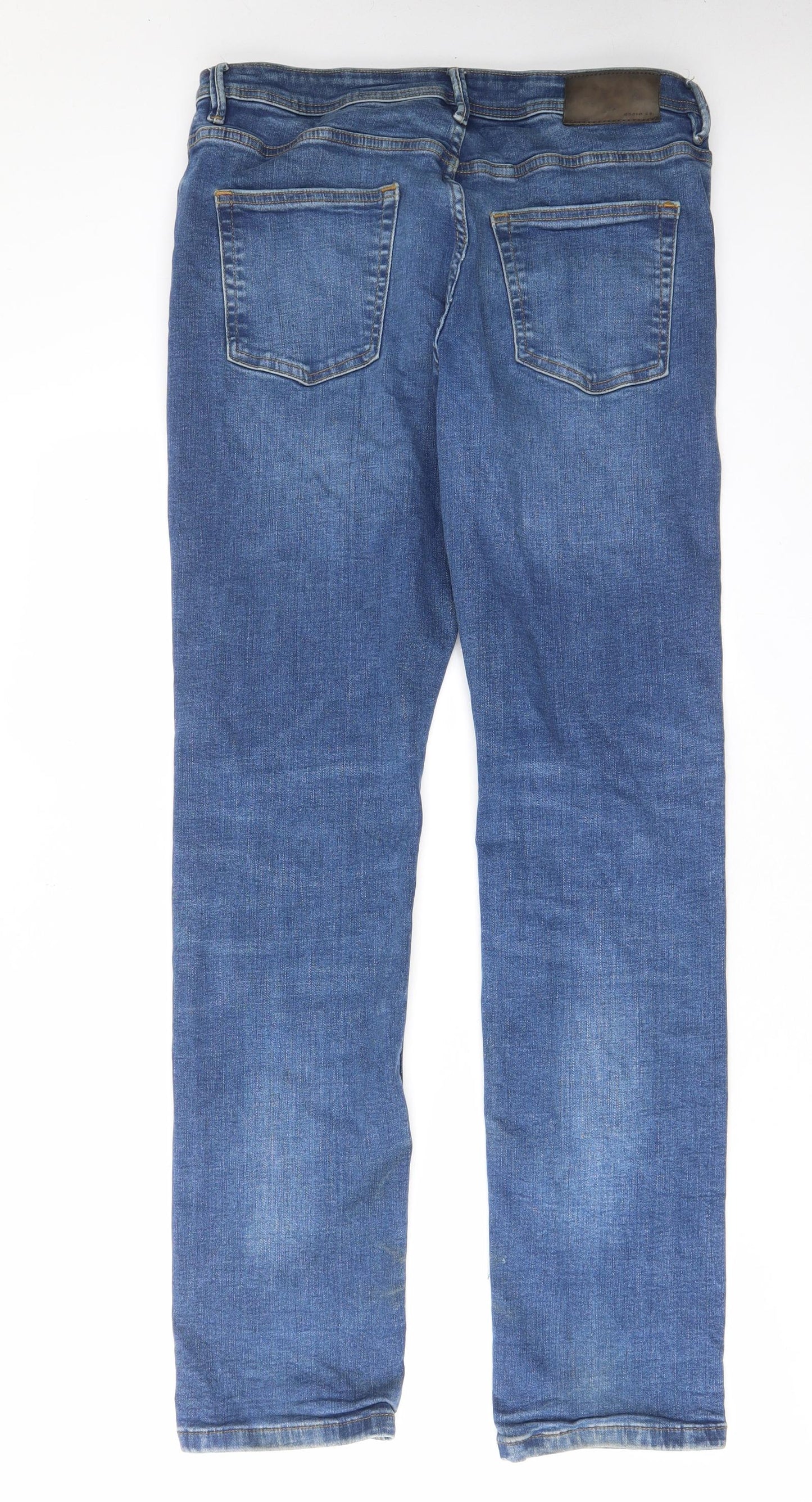 Denim & Co. Mens Blue Cotton Straight Jeans Size 32 in L34 in Regular Button - Pockets, Belt Loops