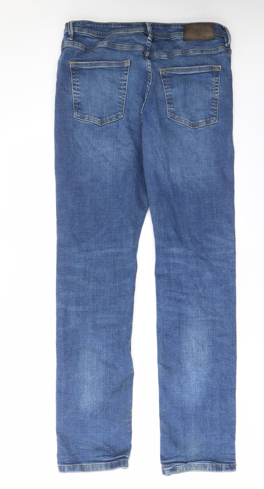 Denim & Co. Mens Blue Cotton Straight Jeans Size 32 in L34 in Regular Button - Pockets, Belt Loops