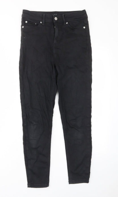 F&F Womens Black Cotton Skinny Jeans Size 8 L25 in Regular Zip - Pockets, Belt Loops