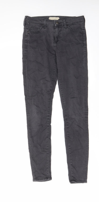 Topshop Womens Grey Cotton Skinny Jeans Size 28 in L30 in Regular Zip - Pockets, Belt Loops
