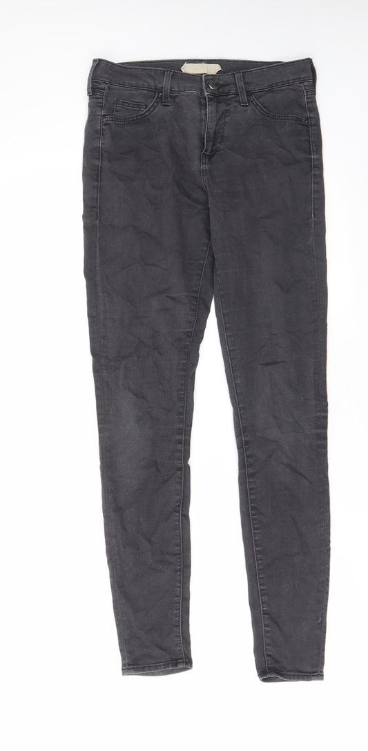 Topshop Womens Grey Cotton Skinny Jeans Size 28 in L30 in Regular Zip - Pockets, Belt Loops