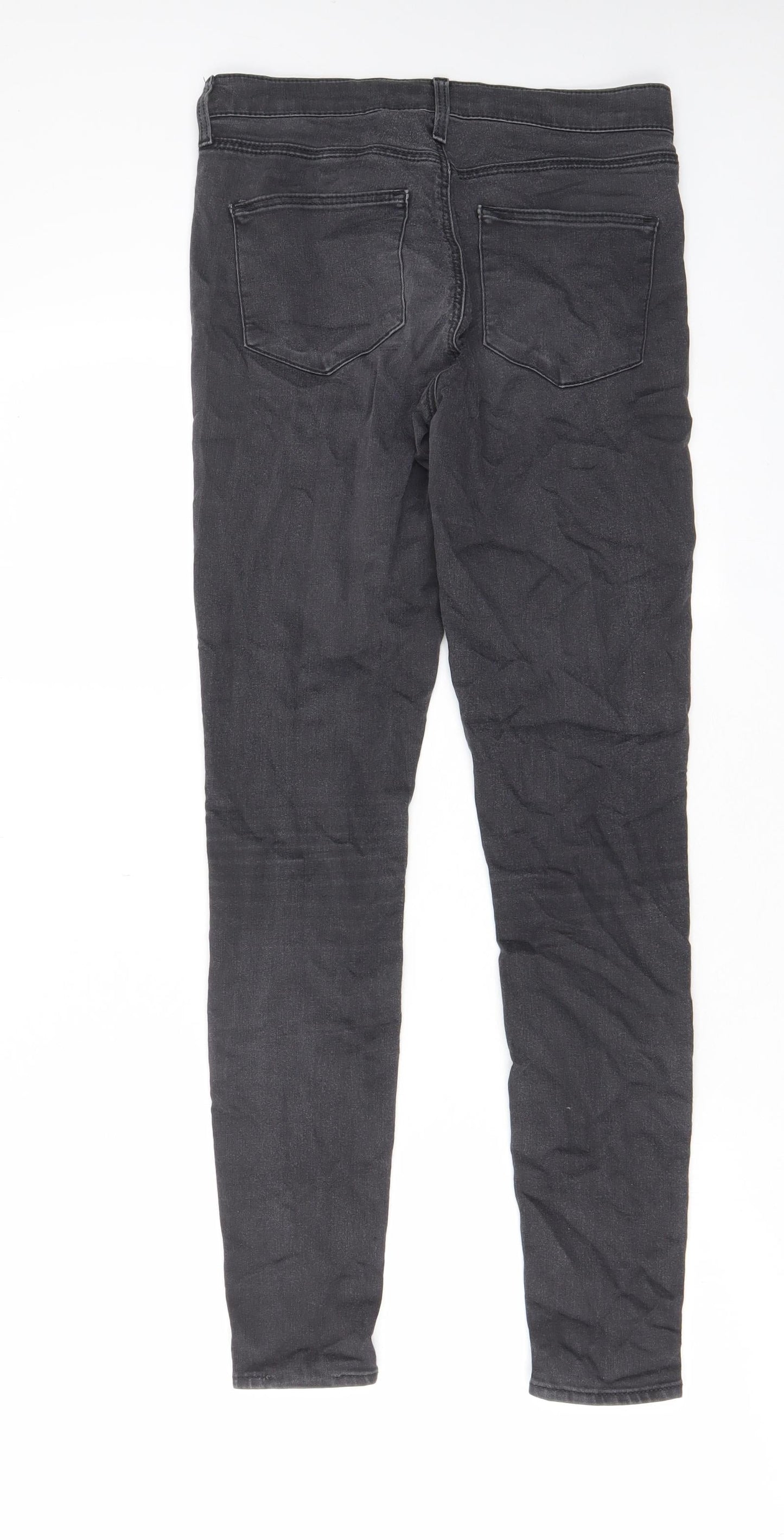 Topshop Womens Grey Cotton Skinny Jeans Size 28 in L30 in Regular Zip - Pockets, Belt Loops