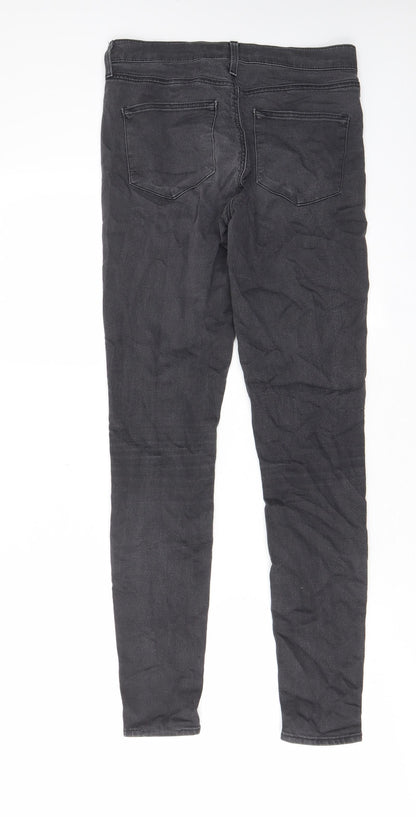 Topshop Womens Grey Cotton Skinny Jeans Size 28 in L30 in Regular Zip - Pockets, Belt Loops