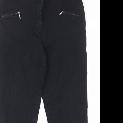 Pure Womens Black Cotton Straight Jeans Size 14 L25 in Regular Zip - Pockets, Belt Loops