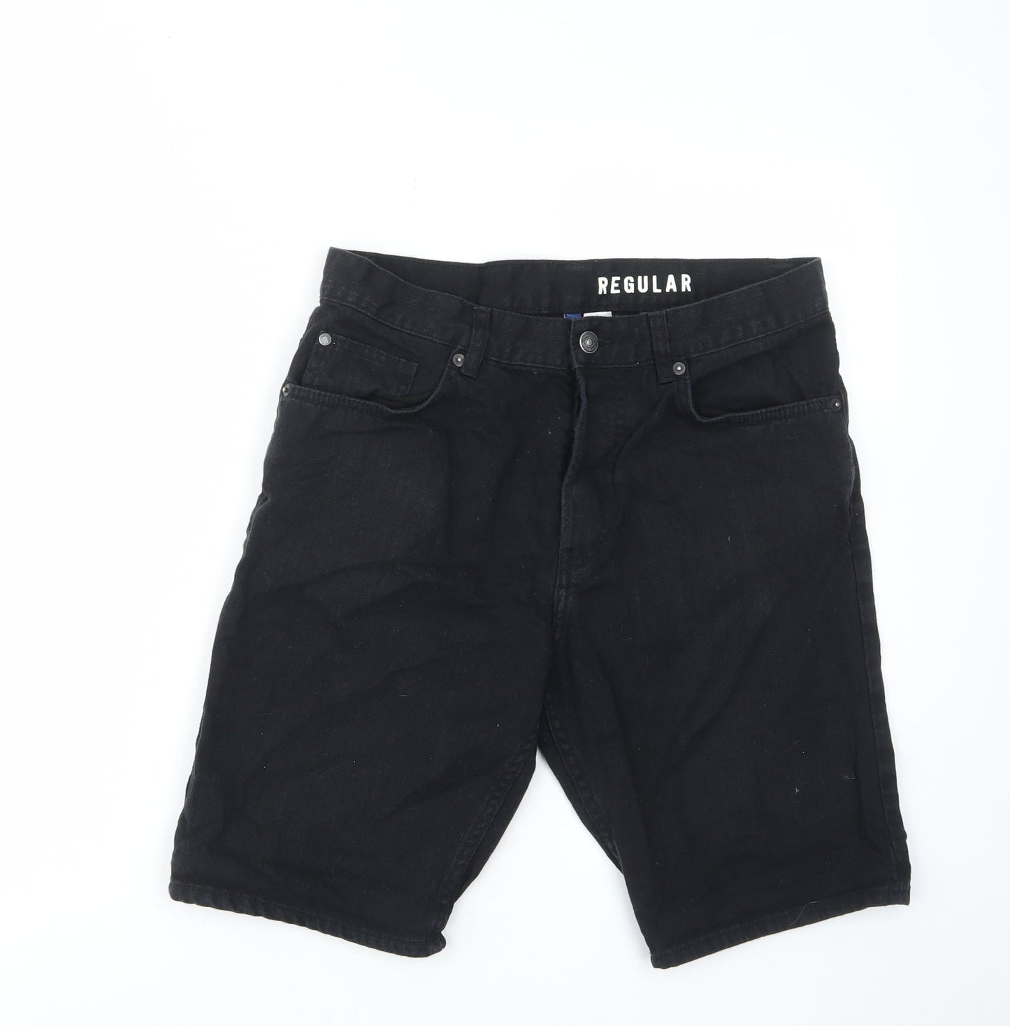 H&M Mens Black Cotton Bermuda Shorts Size 30 in L9 in Regular Zip - Pockets, Belt Loops