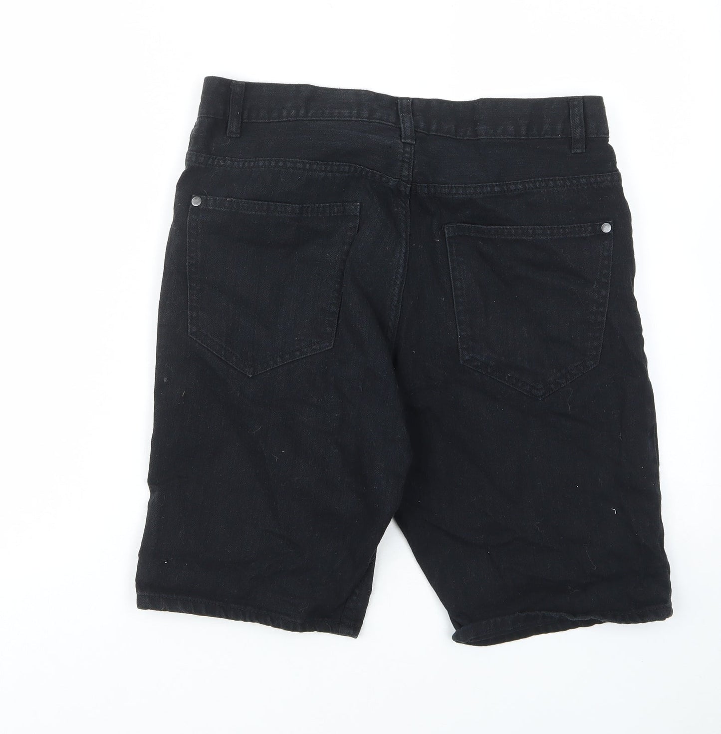 H&M Mens Black Cotton Bermuda Shorts Size 30 in L9 in Regular Zip - Pockets, Belt Loops