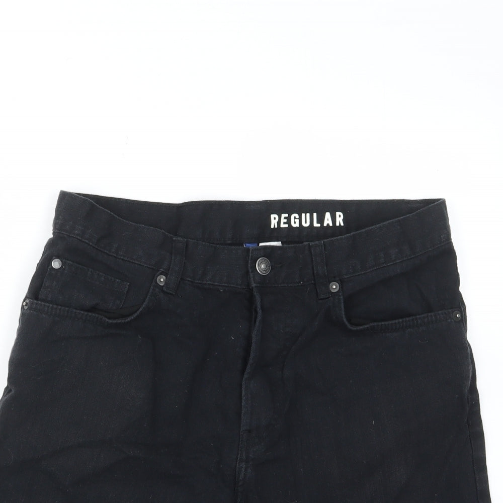 H&M Mens Black Cotton Bermuda Shorts Size 30 in L9 in Regular Zip - Pockets, Belt Loops