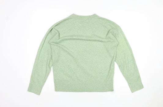 Marks and Spencer Womens Green V-Neck Polyester Pullover Jumper Size S