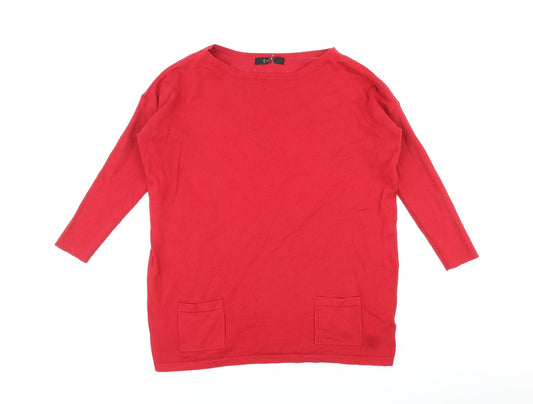 Evans Womens Red Boat Neck Viscose Pullover Jumper Size 14