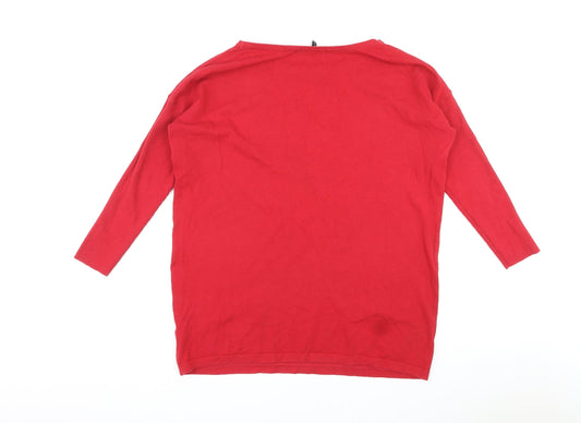 Evans Womens Red Boat Neck Viscose Pullover Jumper Size 14