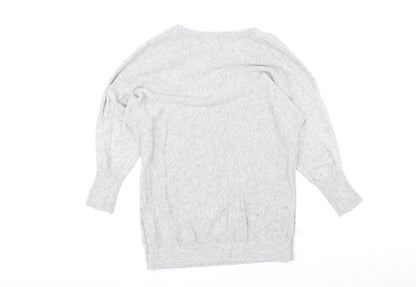 B+ab Womens Grey Round Neck Cotton Pullover Jumper Size 10 - Sequin Bow Design