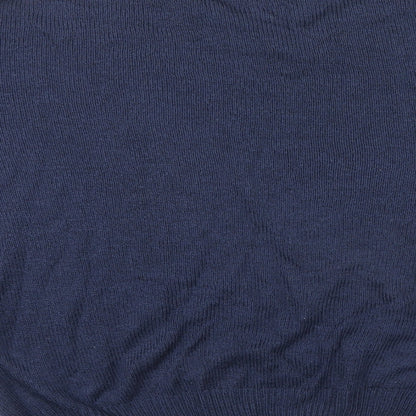 Damart Mens Blue V-Neck Acrylic Pullover Jumper Size L Long Sleeve