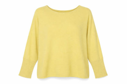 Creative Dezigns Womens Yellow Round Neck Cotton Pullover Jumper Size M - Size M-L