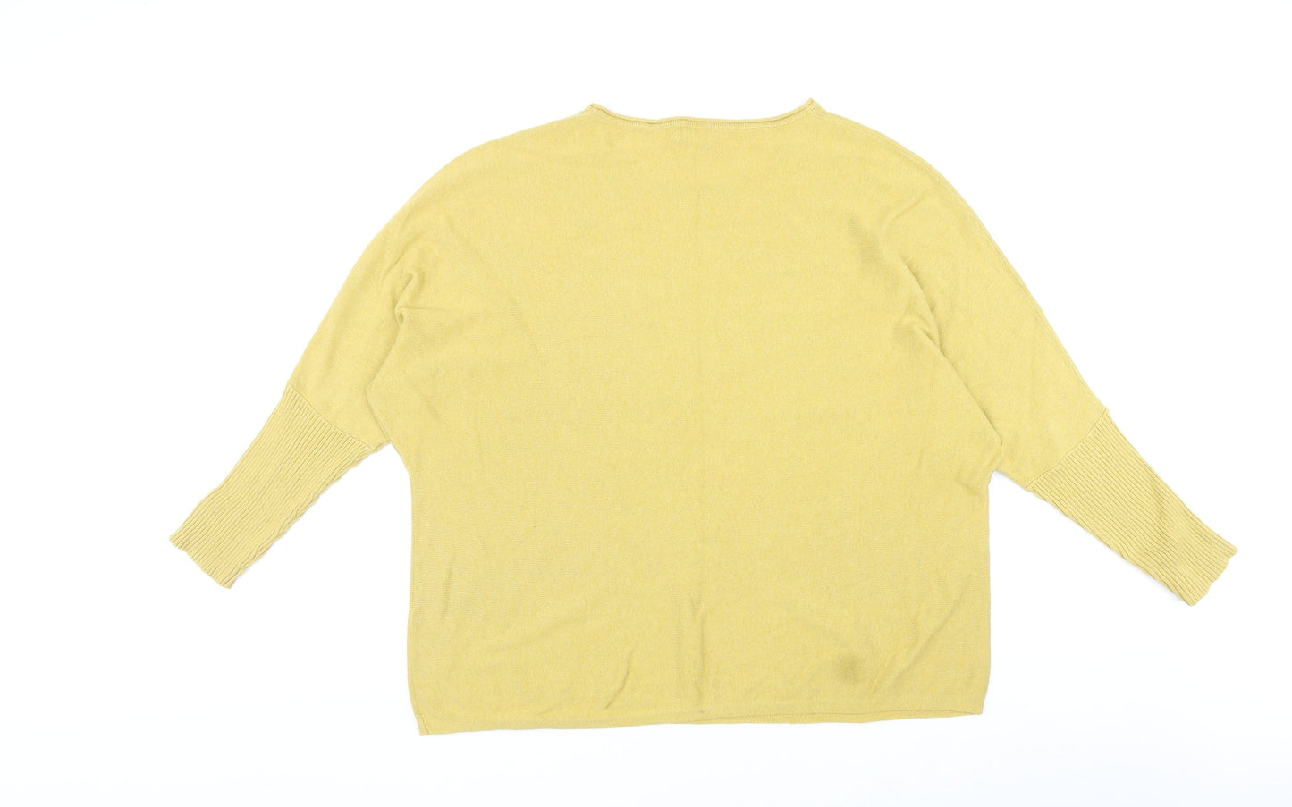 Creative Dezigns Womens Yellow Round Neck Cotton Pullover Jumper Size M - Size M-L