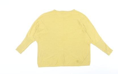 Creative Dezigns Womens Yellow Round Neck Cotton Pullover Jumper Size M - Size M-L