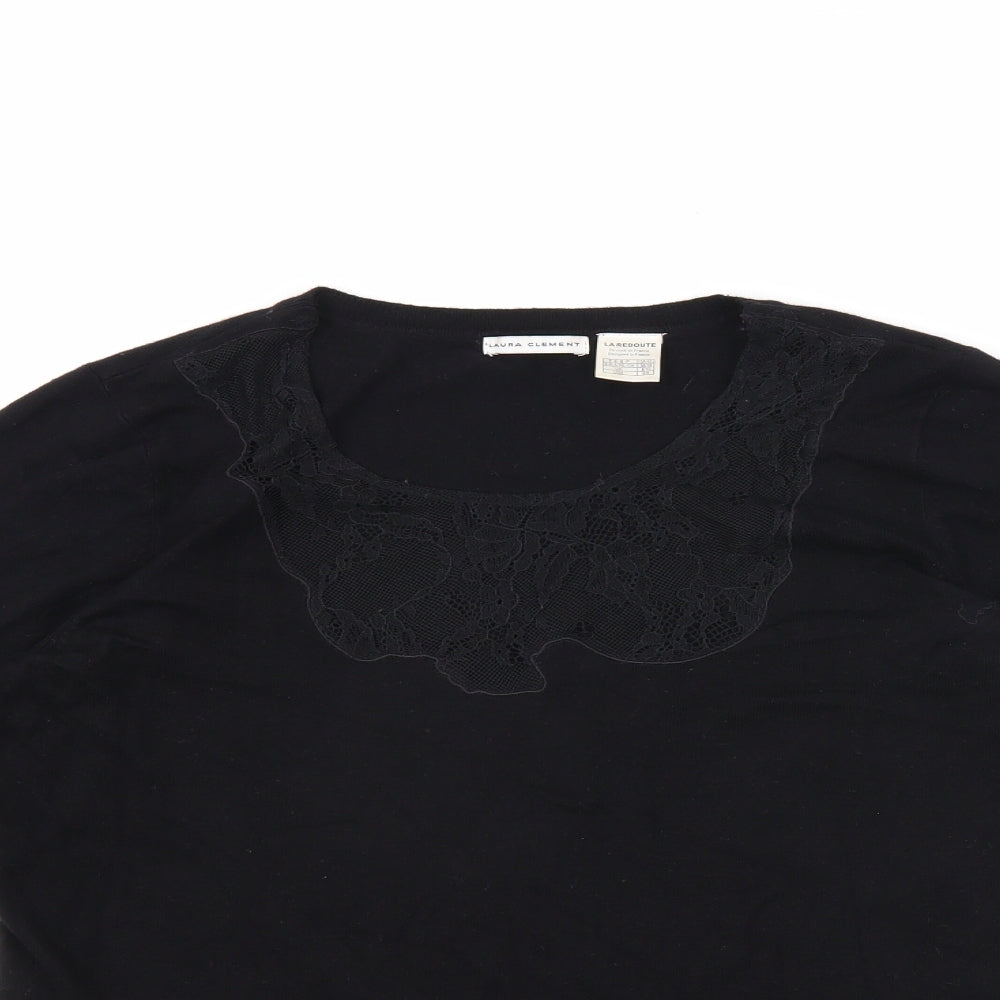 Womens UK Size 8 La Redoute Black Basic T-Shirt