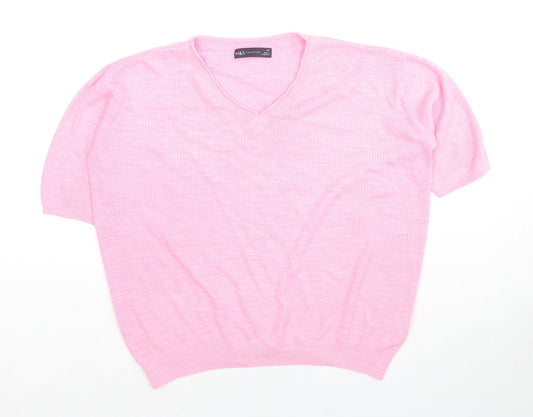 Womens UK Size XS Marks and Spencer Pink Jersey T-Shirt
