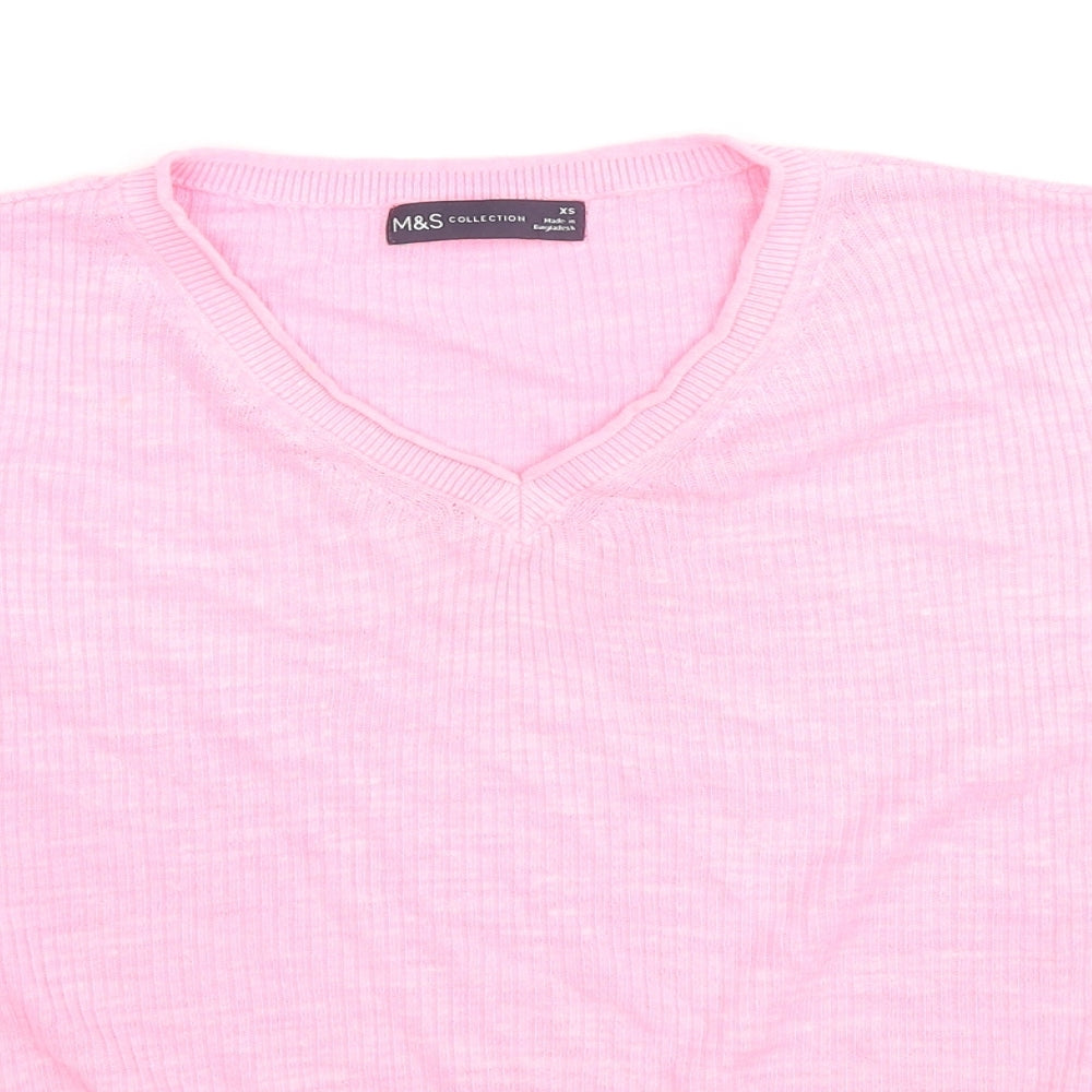 Womens UK Size XS Marks and Spencer Pink Jersey T-Shirt