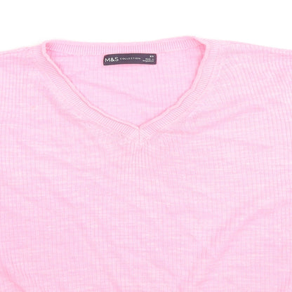 Womens UK Size XS Marks and Spencer Pink Jersey T-Shirt