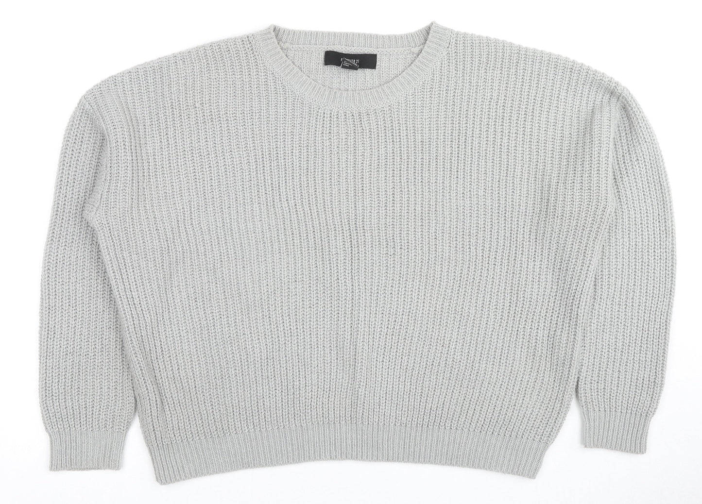 FOREVER 21 Womens Grey Round Neck Acrylic Pullover Jumper Size S