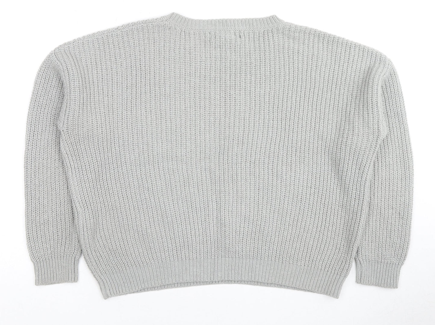 FOREVER 21 Womens Grey Round Neck Acrylic Pullover Jumper Size S