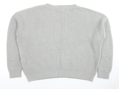FOREVER 21 Womens Grey Round Neck Acrylic Pullover Jumper Size S