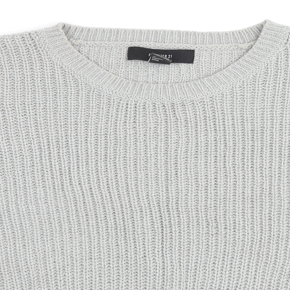 FOREVER 21 Womens Grey Round Neck Acrylic Pullover Jumper Size S