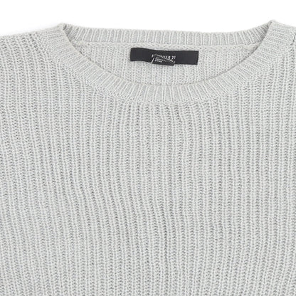 FOREVER 21 Womens Grey Round Neck Acrylic Pullover Jumper Size S