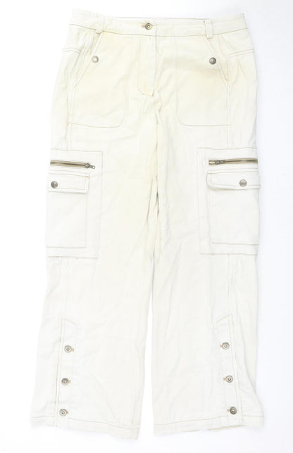 V'cocca Womens Ivory Cotton Straight Jeans Size 32 in L26 in Regular Zip