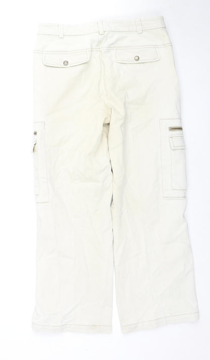 V'cocca Womens Ivory Cotton Straight Jeans Size 32 in L26 in Regular Zip