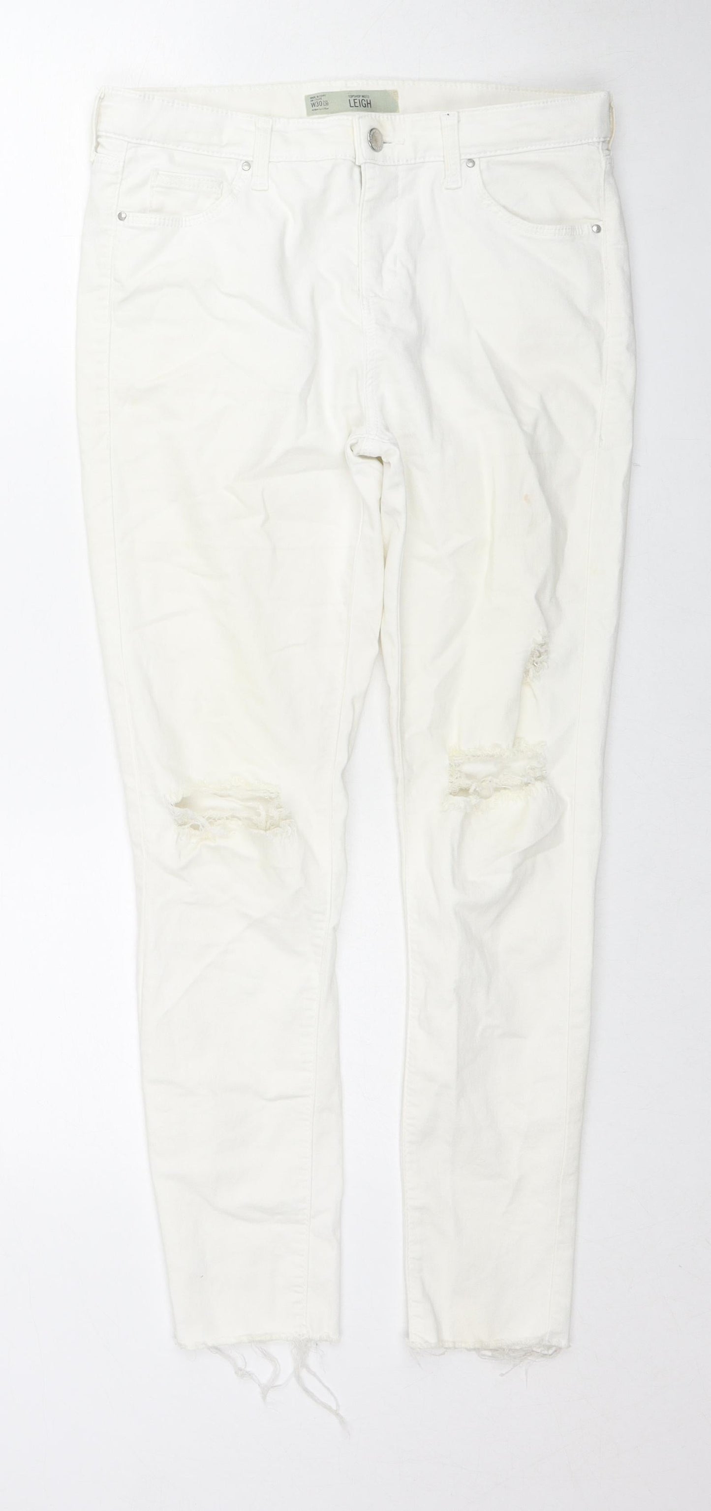 Topshop Womens White Cotton Skinny Jeans Size 30 L30 in Regular Zip