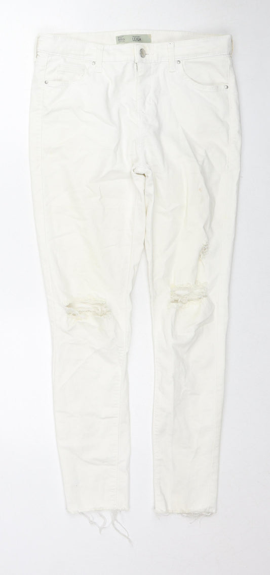 Topshop Womens White Cotton Skinny Jeans Size 30 L30 in Regular Zip