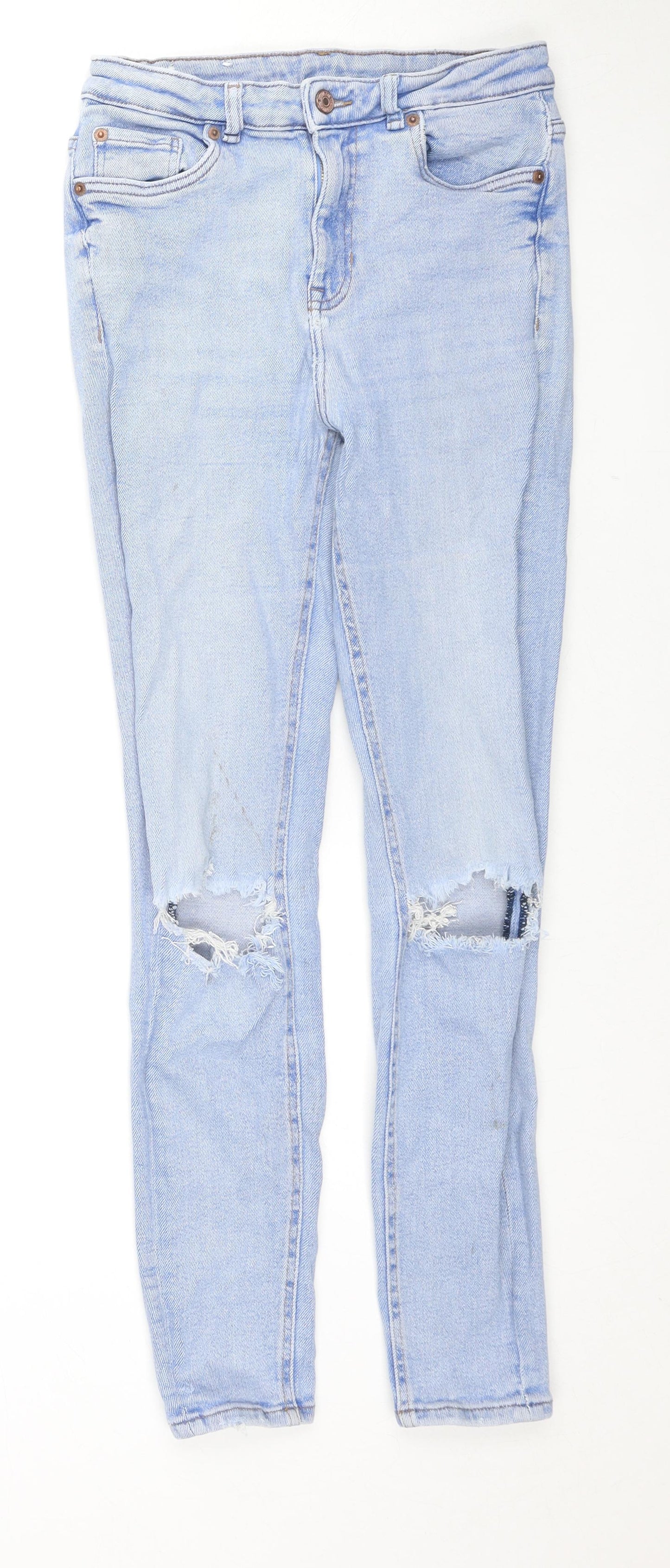 New Look Womens Blue Cotton Skinny Jeans Size 10 L28 in Regular Zip