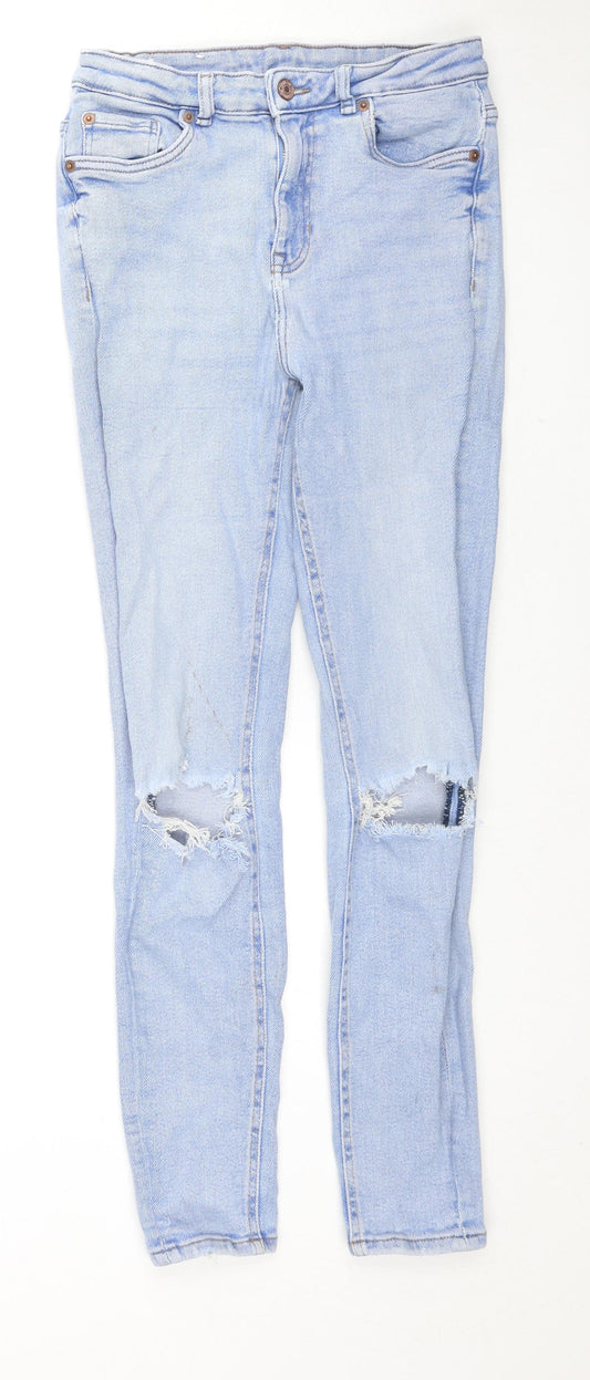 New Look Womens Blue Cotton Skinny Jeans Size 10 L28 in Regular Zip