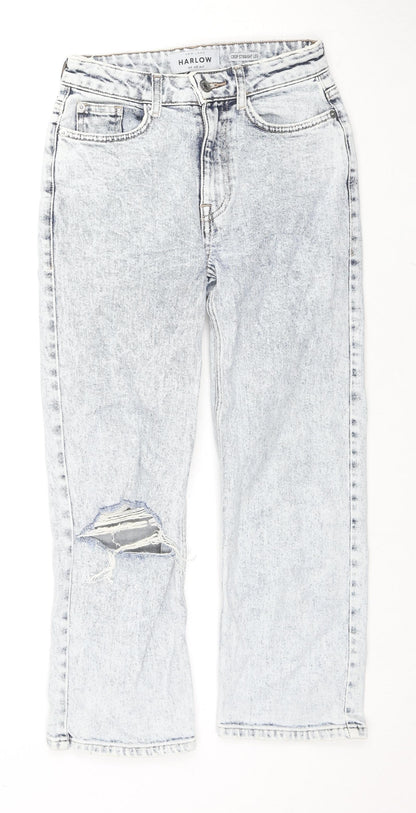 New Look Womens Blue Cotton Straight Jeans Size 4 L23 in Regular Zip