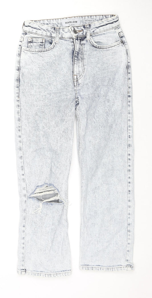 New Look Womens Blue Cotton Straight Jeans Size 4 L23 in Regular Zip