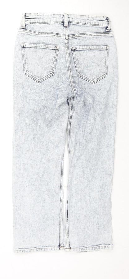 New Look Womens Blue Cotton Straight Jeans Size 4 L23 in Regular Zip