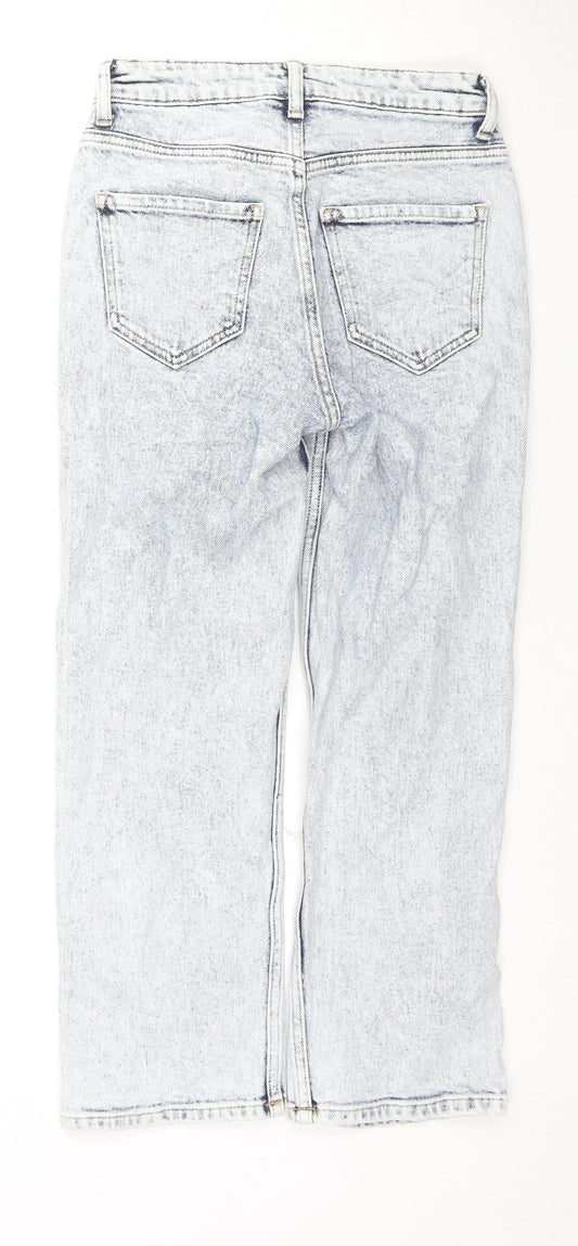 New Look Womens Blue Cotton Straight Jeans Size 4 L23 in Regular Zip