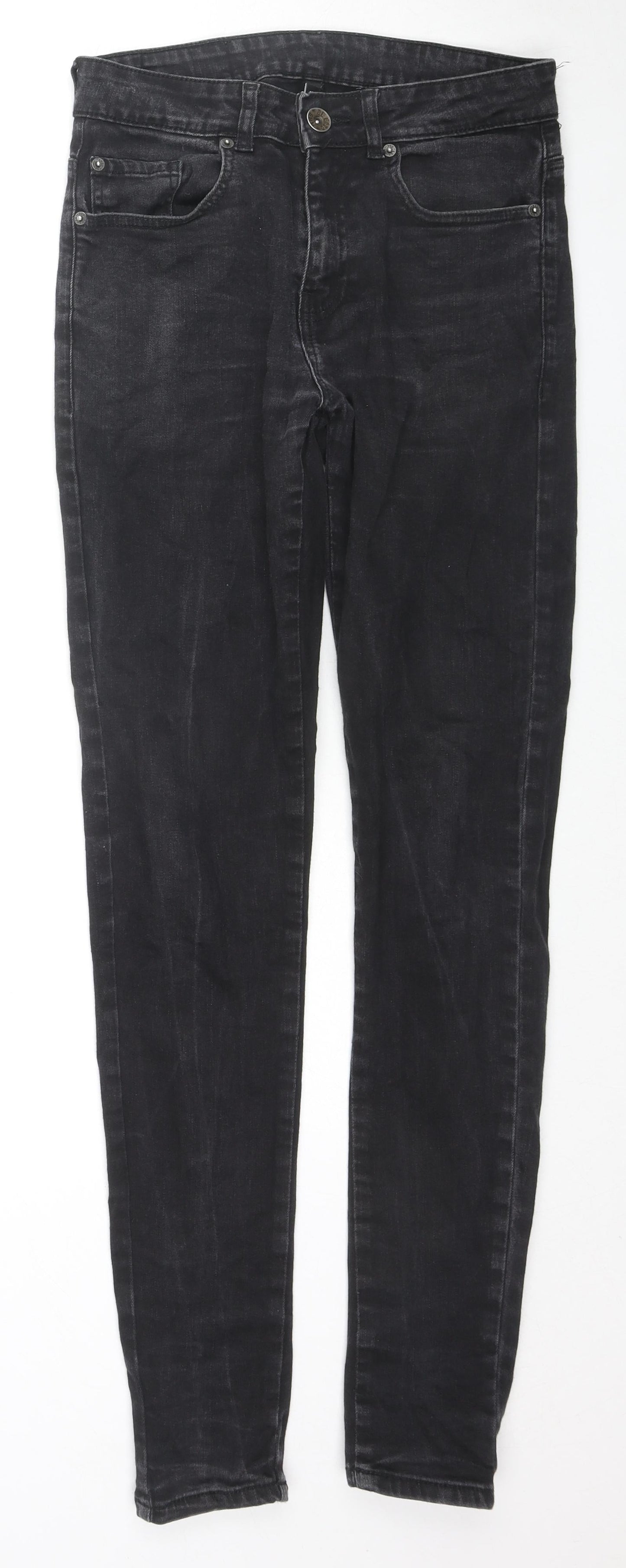Zenzo Mens Black Cotton Skinny Jeans Size 30 in L31 in Regular Zip