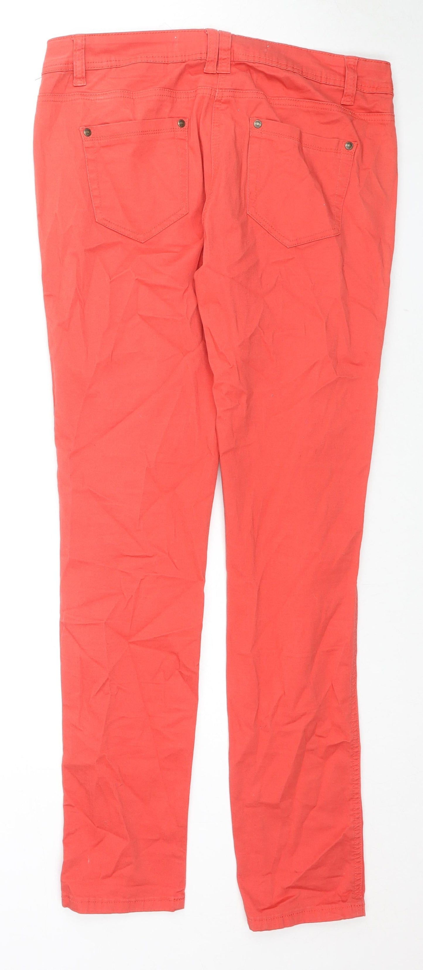 NEXT Womens Red Cotton Skinny Jeans Size 12 L32 in Regular Zip