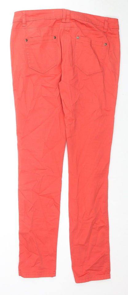 NEXT Womens Red Cotton Skinny Jeans Size 12 L32 in Regular Zip